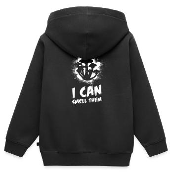 Champignons Cueilleurs de champignons Éponges Champignons Cueilleurs - Sweat Premium à capuche zippé enfant bio - noir - Dos - AI Model Kid Male (0cm)