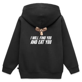 Champignons Cueilleurs de champignons Éponges Champignons Cueilleurs - Sweat Premium à capuche zippé enfant bio - noir - Dos - AI Model Kid Male (0cm)