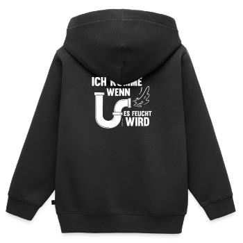 Klempner Ich Komme Wenns Feucht Wird Handwerker - Kinder Premium Organic Zip Hoodie - Schwarz - Hinten - AI Model Kid Male (0cm)
