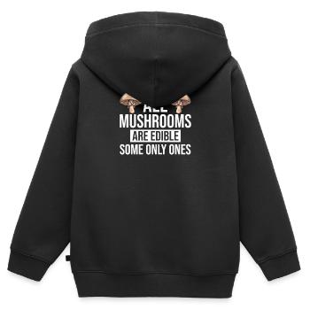 Champignons Cueilleurs de champignons Éponges Champignons Cueilleurs - Sweat Premium à capuche zippé enfant bio - noir - Dos - AI Model Kid Male (0cm)