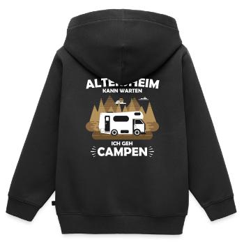 Das Altersheim kann Warten ich geh Campen - Camper - Kinder Premium Organic Zip Hoodie - Schwarz - Hinten - AI Model Kid Male (0cm)
