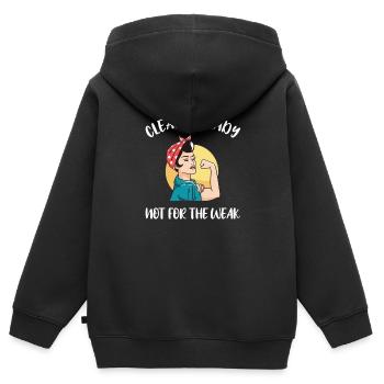 Femme de ménage Ménage - Sweat Premium à capuche zippé enfant bio - noir - Dos - AI Model Kid Male (0cm)