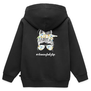 Femme de ménage Ménage - Sweat Premium à capuche zippé enfant bio - noir - Dos - AI Model Kid Male (0cm)