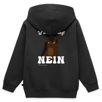 Warmblut sagt Nein Irre lustiges störrisches Pferd - Kinder Premium Organic Zip Hoodie - Schwarz - Hinten - AI Model Kid Male (0cm)