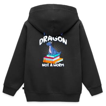 Livre Dragon Livre Bouquine de livre Dragon Leeratte - Sweat Premium à capuche zippé enfant bio - noir - Dos - AI Model Kid Male (0cm)