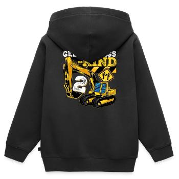 Bagger Baustelle Geburtstag 2 Jahre Geschenk Bau - Kinder Premium Organic Zip Hoodie - Schwarz - Hinten - AI Model Kid Male (0cm)