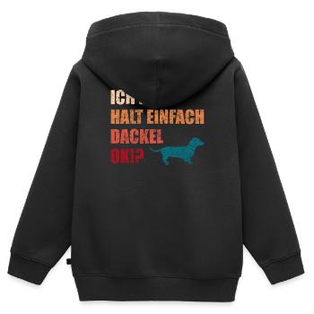 Dackelhund Dackel Hund Lustiger Spruch Geschenk - Kinder Premium Organic Zip Hoodie - Schwarz - Hinten - AI Model Kid Male (0cm)
