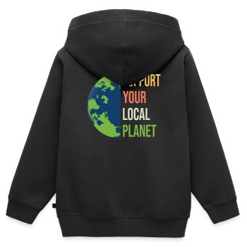 Support your local Planet Naturschutz - Kinder Premium Organic Zip Hoodie - Schwarz - Hinten - AI Model Kid Male (0cm)