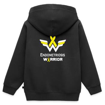 Endométriosis Awareness Warrior Support Survivor - Sweat Premium à capuche zippé enfant bio - noir - Dos - AI Model Kid Male (0cm)