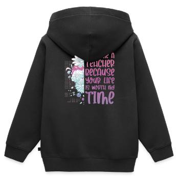Lehrerin - Kinder Premium Organic Zip Hoodie - Schwarz - Hinten - AI Model Kid Male (0cm)