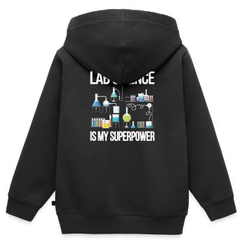 Technicien de laboratoire Technicien médical Technicien de laboratoire Tech de laboratoire - Sweat Premium à capuche zippé enfant bio - noir - Dos - AI Model Kid Male (0cm)