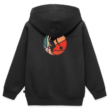 Basket-ball cadeau pour les basketteurs - Sweat Premium à capuche zippé enfant bio - noir - Dos - AI Model Kid Male (0cm)