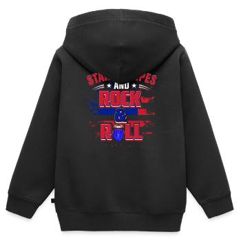 Stars And Stripes Und Rock And Roll USA 2021 - Kinder Premium Organic Zip Hoodie - Schwarz - Hinten - AI Model Kid Male (0cm)