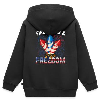 Fireworks and Freedom July 4 Fireworks - Kids Premium Organic Zip-up Hoodie - black - Back - AI Model Kid Male (0cm)