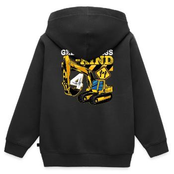 Bagger Baustelle Geburtstag 4 Jahre Geschenk Bau - Kinder Premium Organic Zip Hoodie - Schwarz - Hinten - AI Model Kid Male (0cm)