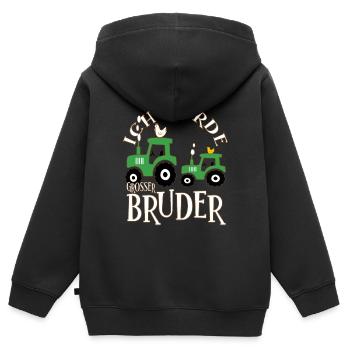 Ich werde großer Bruder Traktor Geschenk - Kinder Premium Organic Zip Hoodie - Schwarz - Hinten - AI Model Kid Male (0cm)