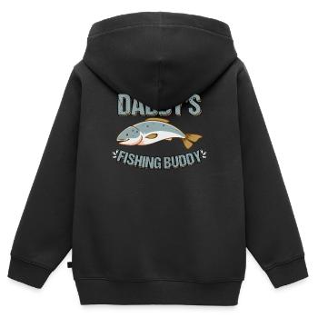 Pêche Enfants - Sweat Premium à capuche zippé enfant bio - noir - Dos - AI Model Kid Male (0cm)