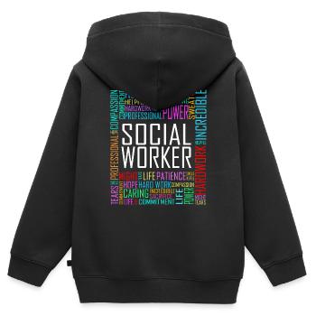 Love Social Worker Hero - Charitable Social Work - Sweat Premium à capuche zippé enfant bio - noir - Dos - AI Model Kid Male (0cm)