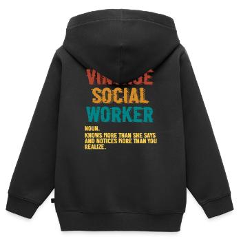 Love Social Worker Hero - Charitable Social Work - Sweat Premium à capuche zippé enfant bio - noir - Dos - AI Model Kid Male (0cm)