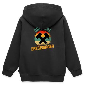 Original Erzgebirger - Kinder Premium Organic Zip Hoodie - Schwarz - Hinten - AI Model Kid Male (0cm)