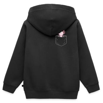 Axolotl süßes Axolotl in Brusttasche Kawaii - Kinder Premium Organic Zip Hoodie - Schwarz - Hinten - AI Model Kid Male (0cm)