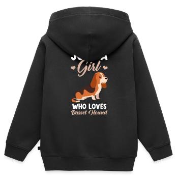 Basset Hound - Kids Premium Organic Zip-up Hoodie - black - Back - AI Model Kid Male (0cm)