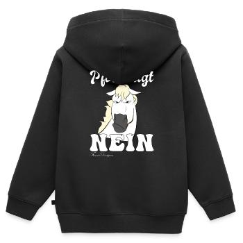 Schimmel sagt Nein lustiges und süßes Pferde - Kinder Premium Organic Zip Hoodie - Schwarz - Hinten - AI Model Kid Male (0cm)