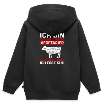 Second Hand Vegetarier - Kinder Premium Organic Zip Hoodie - Schwarz - Hinten - AI Model Kid Male (0cm)
