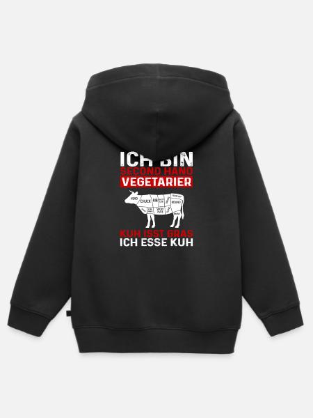 Second Hand Vegetarier - Kinder Premium Organic Zip Hoodie - Schwarz