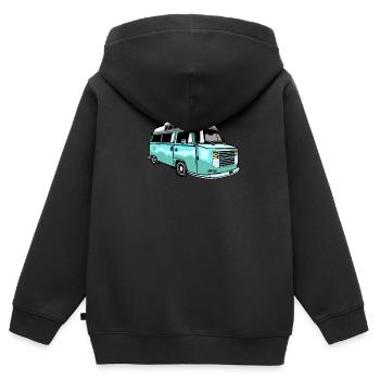 Camper Bus Caravane Bus - Sweat Premium à capuche zippé enfant bio - noir - Dos - AI Model Kid Male (0cm)