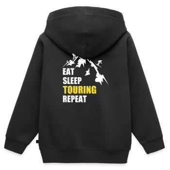 Eat Sleep Touring Repeat Skiwanderung Tourenski - Kinder Premium Organic Zip Hoodie - Schwarz - Hinten - AI Model Kid Male (0cm)