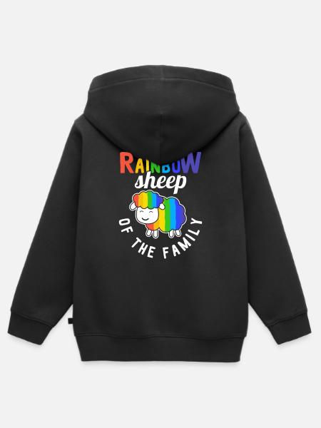 LGBT Bi CSD Rainbow Gay Pride Lesbiennes LGBTQ Tenue - Sweat Premium à capuche zippé enfant bio - noir