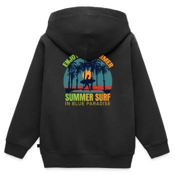 Surfer Surfboard Vintage Summer Surf - Kids Premium Organic Zip-up Hoodie - black - Back - AI Model Kid Male (0cm)
