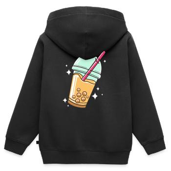 Bubble Thé De Thé De Thé - Sweat Premium à capuche zippé enfant bio - noir - Dos - AI Model Kid Male (0cm)
