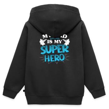 My Dad Is My Superhero Daddy Father's Day Hero - Kinder Premium Organic Zip Hoodie - Schwarz - Hinten - AI Model Kid Male (0cm)