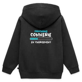 Prochaine Connerie En Chargement - Sweat Premium à capuche zippé enfant bio - noir - Dos - AI Model Kid Male (0cm)