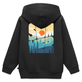 summer - Kinder Premium Organic Zip Hoodie - Schwarz - Hinten - AI Model Kid Male (0cm)