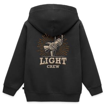 Éclairage light CREW Technicien d’éclairage - Sweat Premium à capuche zippé enfant bio - noir - Dos - AI Model Kid Male (0cm)