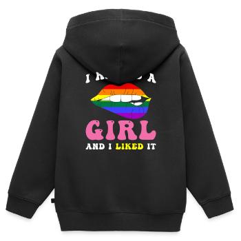 LGBTQ Phrase de la légune - Sweat Premium à capuche zippé enfant bio - noir - Dos - AI Model Kid Male (0cm)