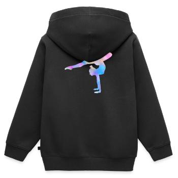 Gymnastin Gymnastik Turnen Geschenk Damen Aquarell - Kinder Premium Organic Zip Hoodie - Schwarz - Hinten - AI Model Kid Male (0cm)