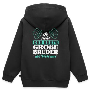 Bester Großer Bruder der Welt Geschenk - Kinder Premium Organic Zip Hoodie - Schwarz - Hinten - AI Model Kid Male (0cm)
