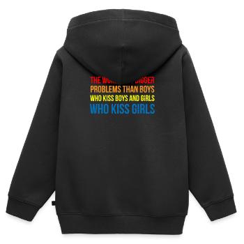 Rainbow Flag - Kids Premium Organic Zip-up Hoodie - black - Back - AI Model Kid Male (0cm)