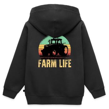 Tracteurs drôles camionneur ranch ranch trucker - Sweat Premium à capuche zippé enfant bio - noir - Dos - AI Model Kid Male (0cm)