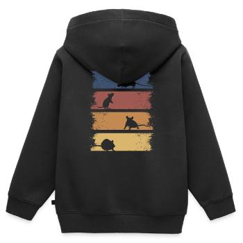 Rat de rat de maison rongeur propriétaire de rat vintage - Sweat Premium à capuche zippé enfant bio - noir - Dos - AI Model Kid Male (0cm)