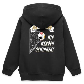 FUßBALL NETZ DEUTSCHLAND WIR WERDEN GEWINNEN - Kinder Premium Organic Zip Hoodie - Schwarz - Hinten - AI Model Kid Male (0cm)