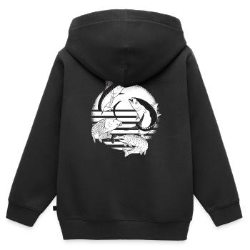 Angeln - Kinder Premium Organic Zip Hoodie - Schwarz - Hinten - AI Model Kid Male (0cm)