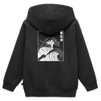 The Great Wave off Kanagawa Japanese Anime Manga - Kids Premium Organic Zip-up Hoodie - black - Back - AI Model Kid Male (0cm)