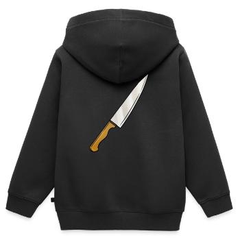 Messer - Kinder Premium Organic Zip Hoodie - Schwarz - Hinten - AI Model Kid Male (0cm)