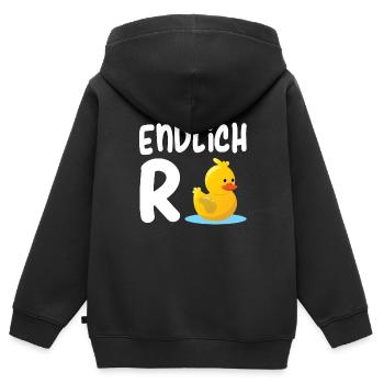 Endlich Rentnerin - Endlich Rente Ente - Kinder Premium Organic Zip Hoodie - Schwarz - Hinten - AI Model Kid Male (0cm)