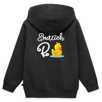 Endlich Rentnerin - Endlich Rente Ente - Kinder Premium Organic Zip Hoodie - Schwarz - Hinten - AI Model Kid Male (0cm)